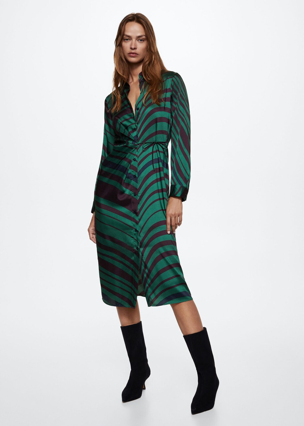 Robe chemisier satinée -  Femme | Mango France | MANGO (FR)