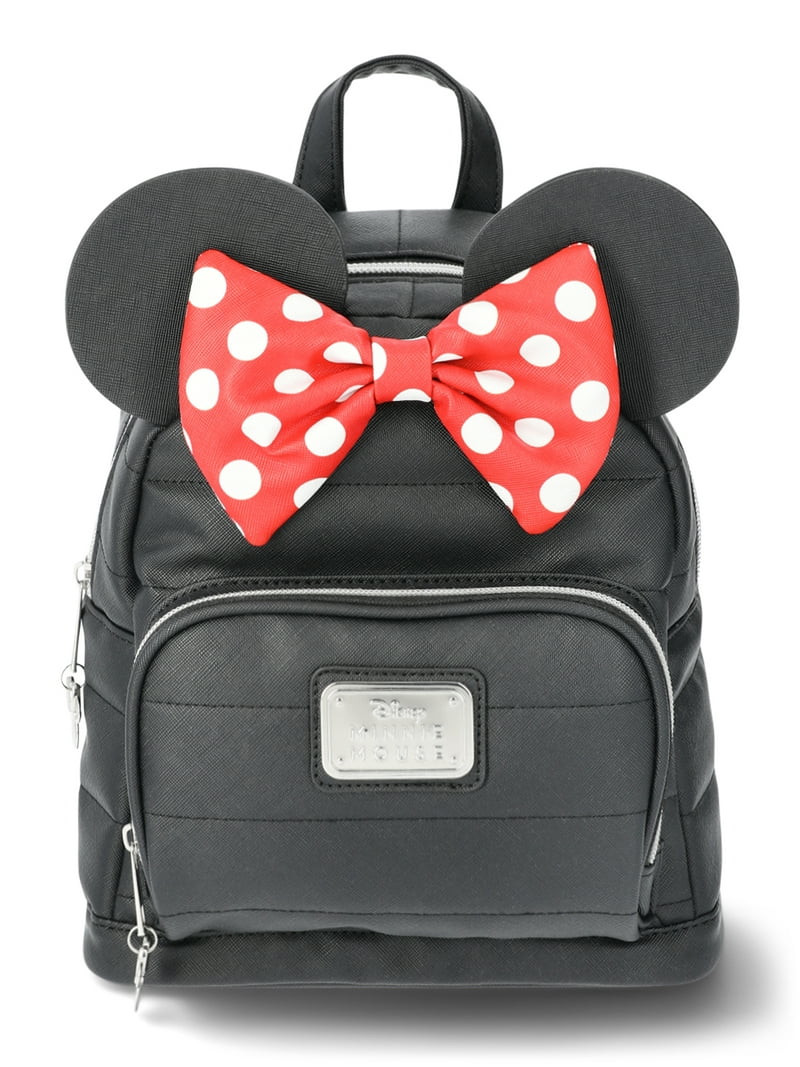 Disney Minnie Mouse Polka Dot Bow Women's Mini Backpack, Black | Walmart (US)