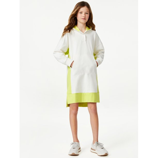 Free Assembly Girls Color Block Hoodie Dress, Sizes 4-18 - Walmart.com | Walmart (US)