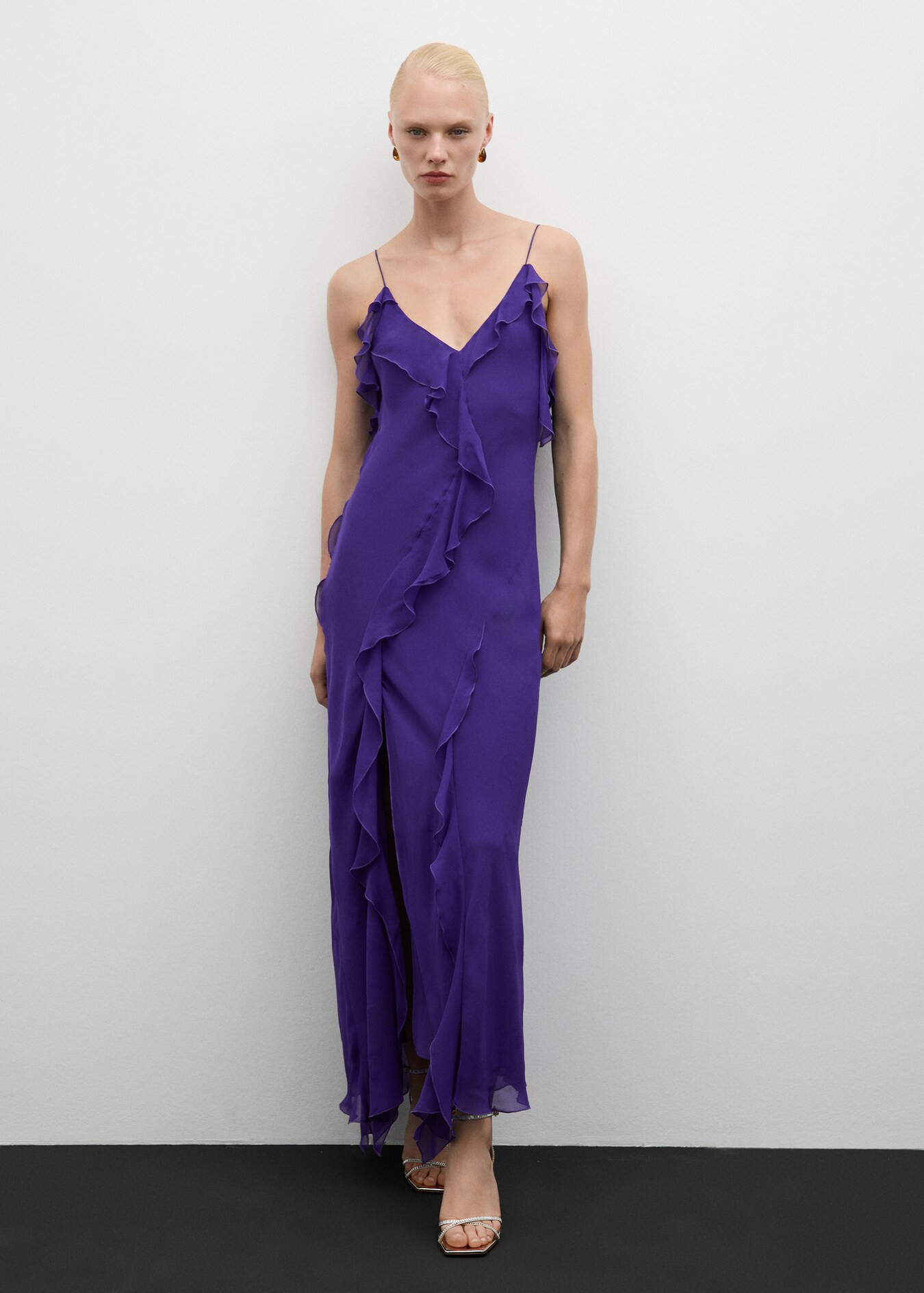 Chiffon ruffle dress - Woman | MANGO USA | MANGO (US)