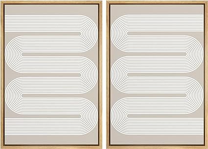 Amazon.com: SIGNWIN Framed Canvas Print Wall Art Set Pastel Geometric Spiral Wave Duo Abstract Sh... | Amazon (US)