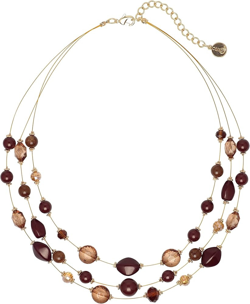 Coiris 3 Layers Illusion Wire Beaded Statement 19.5" Necklace for Women | Amazon (US)