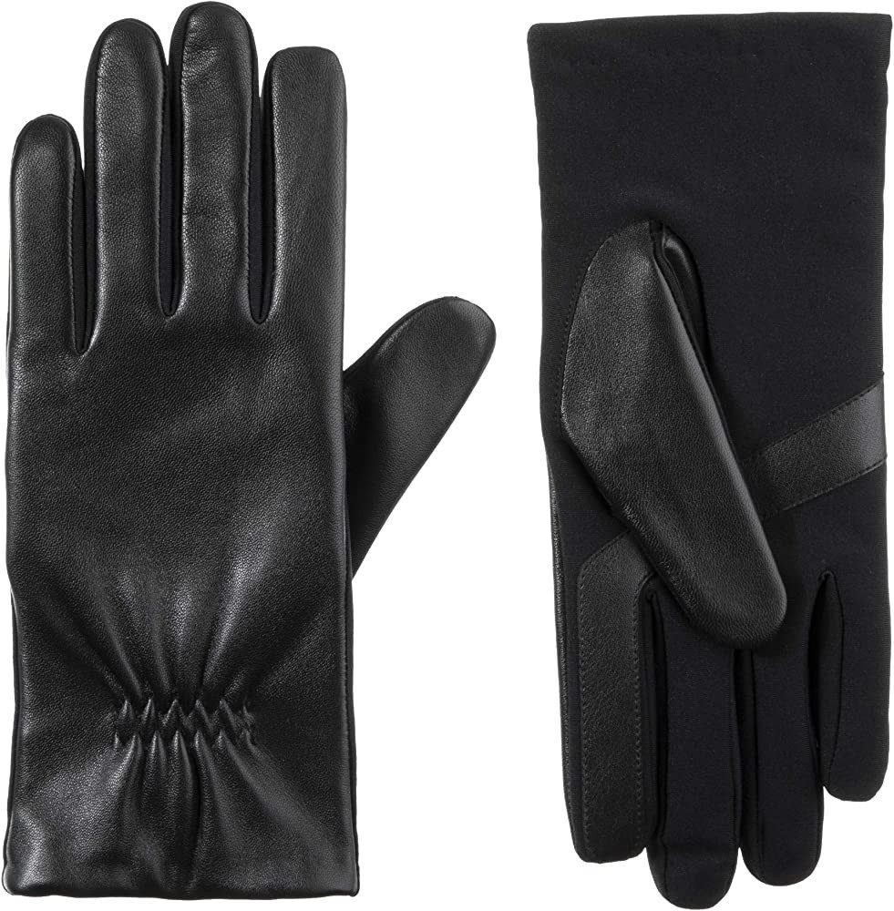 isotoner Women's Classic Stretch Leather Touchscreen Cold Weather Gloves, Fleece Lining | Amazon (US)