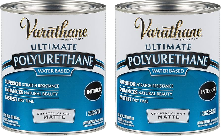 Varathane 262074-2PK Water-Based Ultimate Polyurethane, Quart, Matte Finish, 2 Pack | Amazon (US)