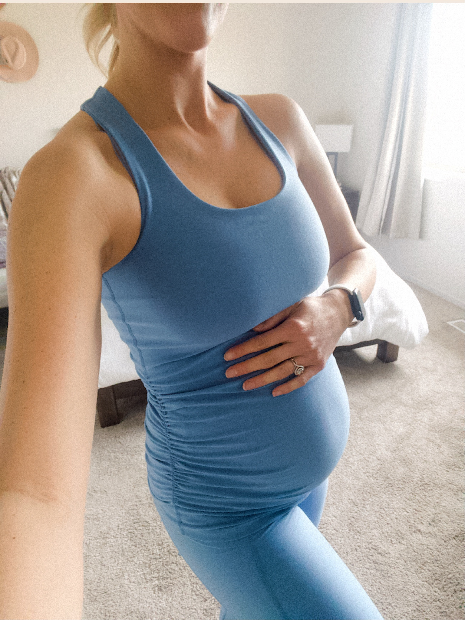Workout clothing doesn’t have to be big and bulky and it definitely doesn’t have to be ugly! Beyond the bump by beyond yoga has been my go to this pregnancy. Their products provide the support and comfort I want without sacrificing my fitness style. Bonus, this blue is so so pretty for spring and summer. Wearing a size medium in the top and a small in the leggings. 

#LTKbump #LTKfitness #LTKActive