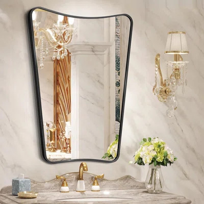 Elaxi Modern Concave Top Rectangle Irregular Scalloped Bathroom Wall Mirror | Wayfair North America