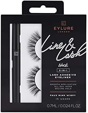 Eylure Line & Lash Kit, 2-in-1 Lash Black Glue Eyeliner and False Lashes, Faux Mink Wispy | Amazon (US)