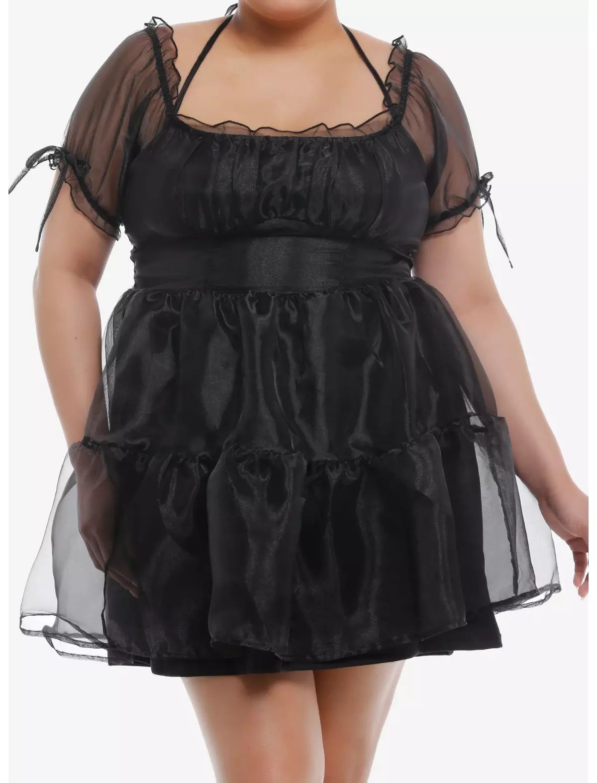 Thorn & Fable® Black Organza Tiered Dress Plus Size | Hot Topic