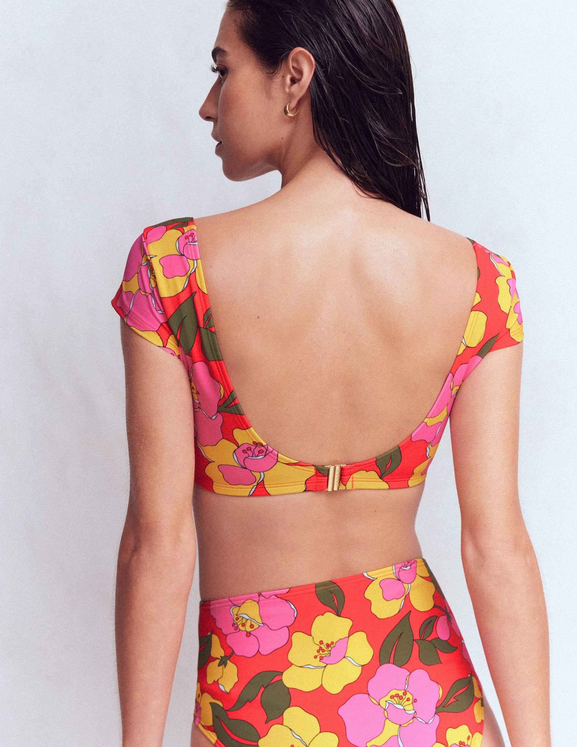 Sweetheart Sleeve Bikini Top-Red, Radiant Bloom | Boden (US)