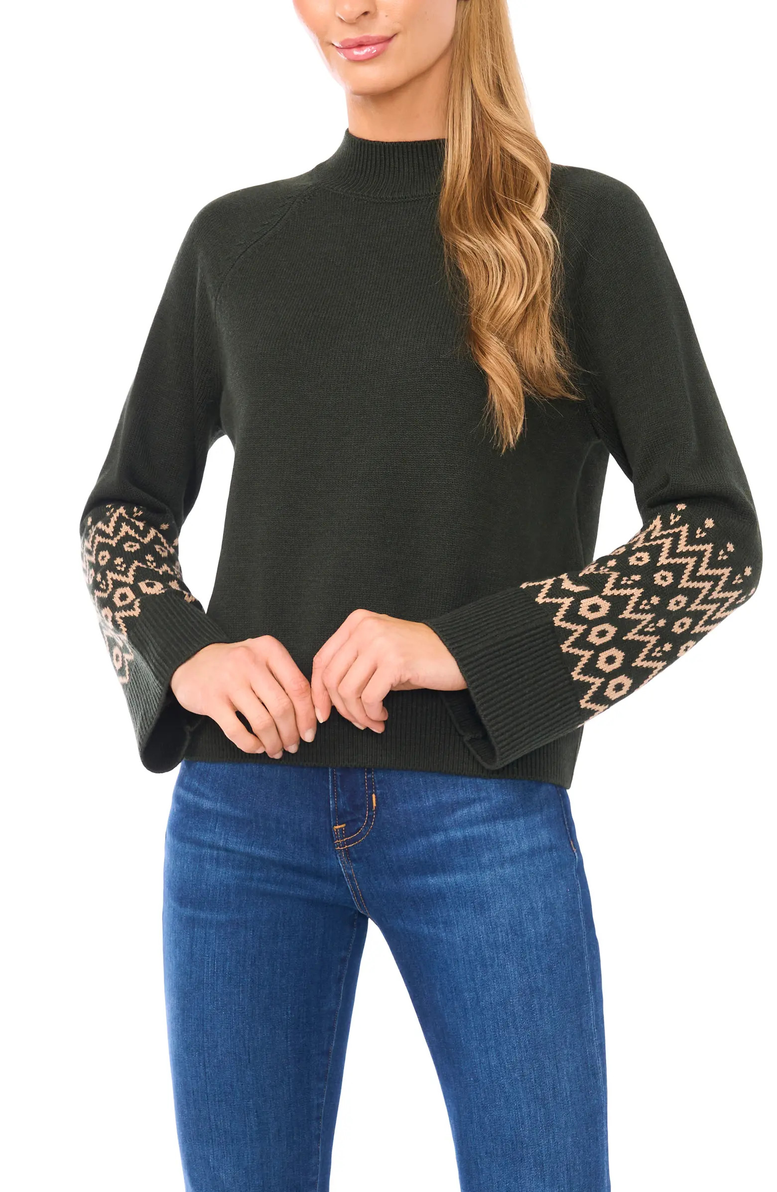 Fair Isle Accent Mock Neck Sweater | Nordstrom
