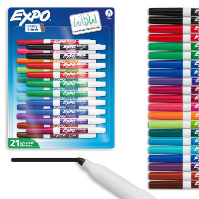 Expo 21pk Dry Erase Markers Fine Tip Multicolored: Whiteboard & Thin Markers for Dry Erase Board, Art & Office Use | Target