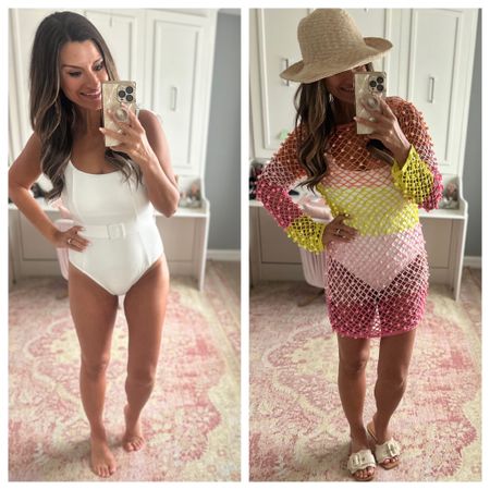Great one piece swimsuit and coverup - I sized up one size to M in the suit. Everything else is true to size. Wearing a small in the coverup.

#LTKswim #LTKsalealert #LTKover40