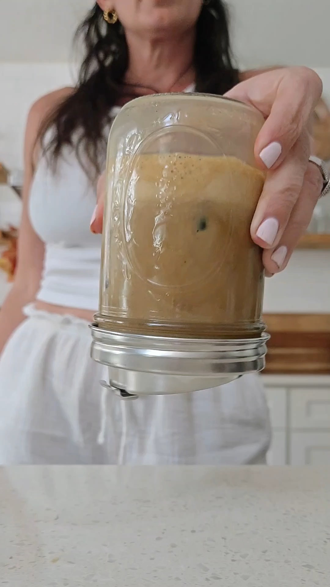 September tastes like THIS. 🍎🍂☕️Made an Apple Butter Iced Latte right in my mason jar today and I think this may be one of my favorite fall coffees yet.Apple butter + maple + espresso + sea salt + coffee ice cubes + milk. Shake it until it gets nice and frothy and you’re DONE. 🙌🏼And this little drink lid might be my favorite part. 😂 I can make my iced latte right in the jar, put the lid on and take it with me without worrying about coffee spilling everywhere.I linked the lid + my coffee-making favorites here! 🤎#fallcoffee #applebutterlatte #icedcoffee #coffeefinds #fallfinds 

#LTKmorningroutine #LTKfoodie #LTKSeasonal