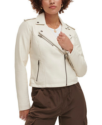 Women's Classic Faux Leather Asymmetrical Moto Jacket | Macy's