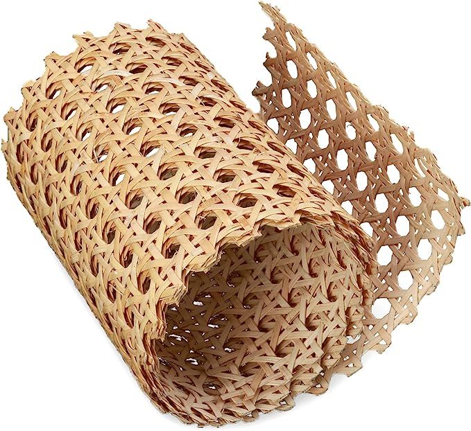 Pllieay 4.5” Width Natural Rattan Cane Webbing Roll, Pre-Woven Wicker Cane Webbing Net 1/2" Fin... | Amazon (US)