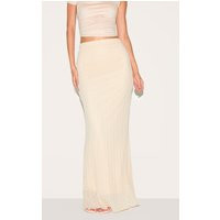 Cream Textured Ruched Maxi Skirt | PrettyLittleThing US