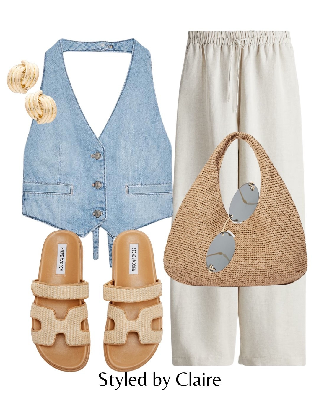 Denim halter neck styling🦋
Tags: heatwave outfit Zara top raffia sandals Steve Madden strap beige neutral linen trousers H&M bag tote fendi sunglasses earrings revolve fashion summer inspo airport outfit brunch bbq holiday vacation Dubai Barcelona Ibiza city break casual 

#LTKstyletip #LTKsummer