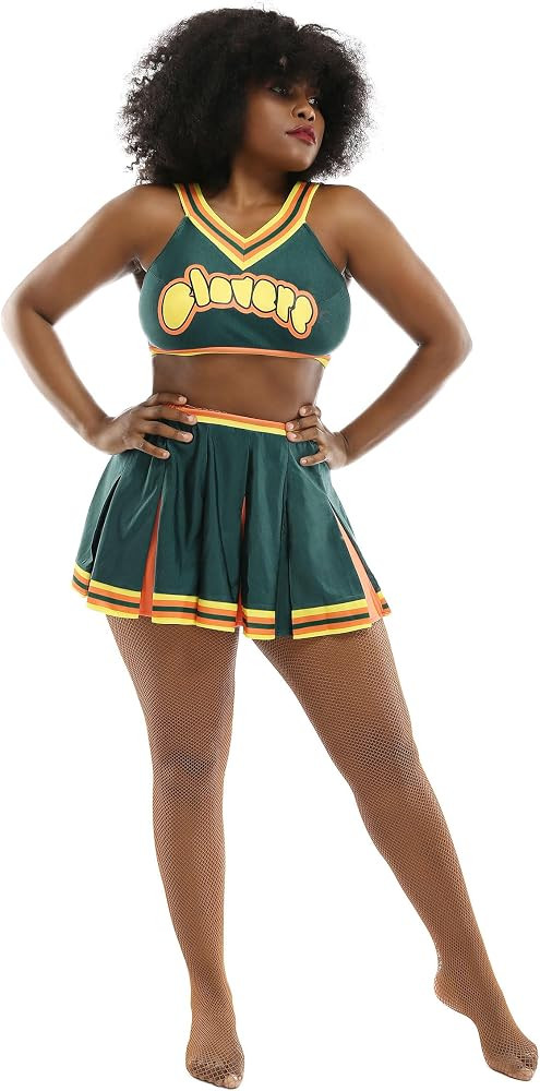 Haikyuu Women's Halloween Cheerleader Cosplay Costume Cheerleading Outfit Cheer Uniform Top Skirt... | Amazon (US)