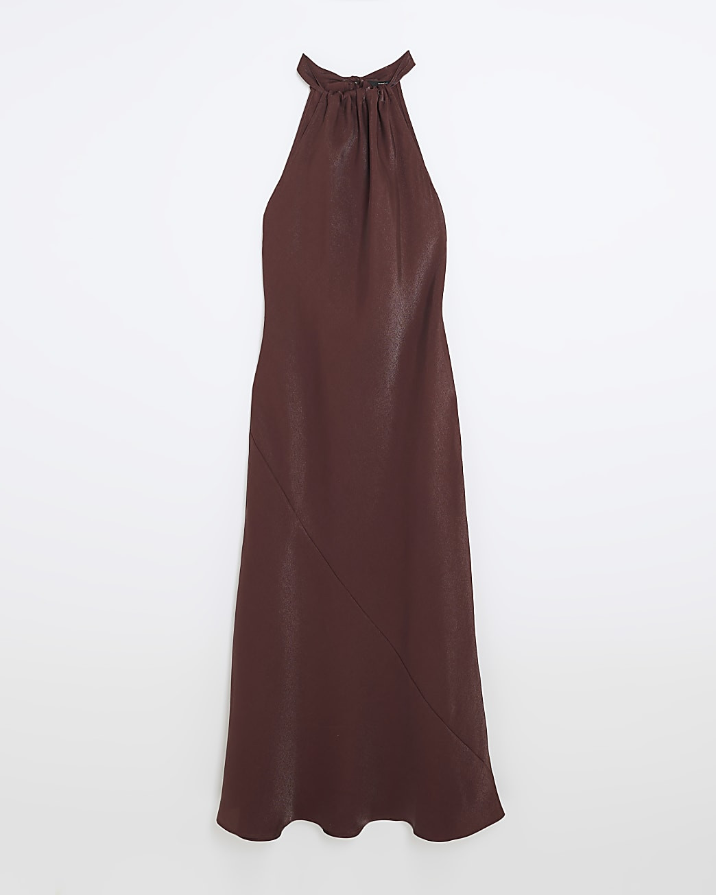 Petite Brown Satin Halter Neck Maxi Dress | River Island UK & IE