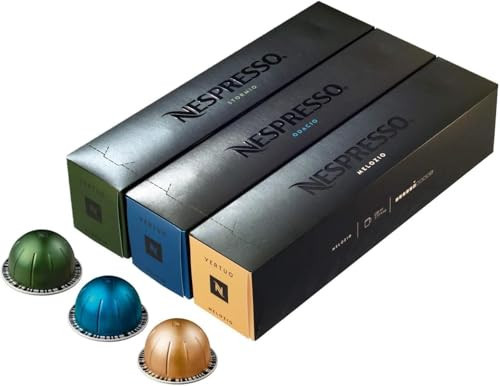 Nespresso Vertuo Coffee Pods, Pack of 30, 10 x Melozio, 10 x Stormio, 10 x Odacio capsules for Nespresso Machines. Make Espressos, Cappuccino and Lattes at home. Recyclable Pods. | Amazon (UK)