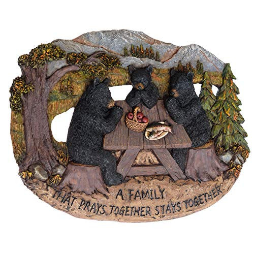 Black Bear Family That Prays Together Stays Together Lodge Wall Decor - Cute Country Style Home Decorations - Bears Den Sign Framed Art Plaque | Amazon (US)