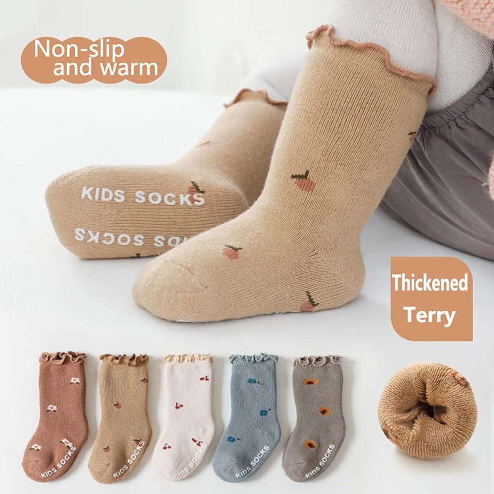 GuaziV Toddler Baby Socks Ankle Crew Cotton Newborn Socks, Anti Slip Warm Thick Cotton Unisex Fri... | Amazon (US)