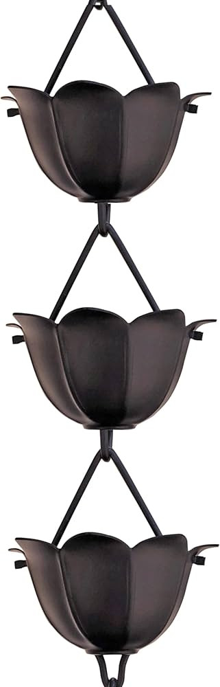 Monarch Rain Chains Aluminum Lotus Black Rain Chains for Gutters \u2013 8.5 ft Black Decorative R... | Amazon (US)