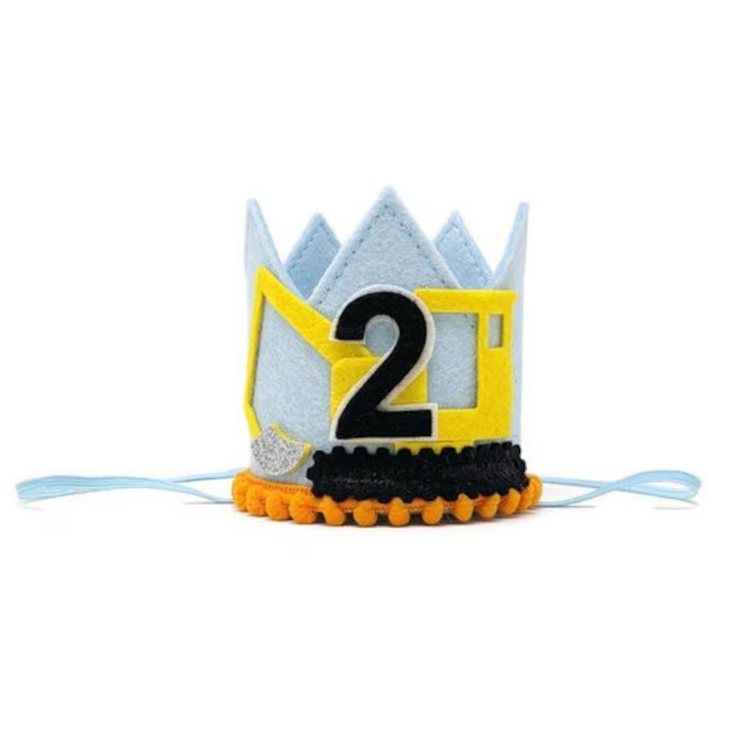 Construction Birthday, Excavator Birthday Crown, Boy's Construction Birthday Hat, First Birthday ... | Etsy (US)