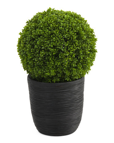 22in Uv Protected Outdoor Faux Topiary Ball In Matte Pot | TJ Maxx