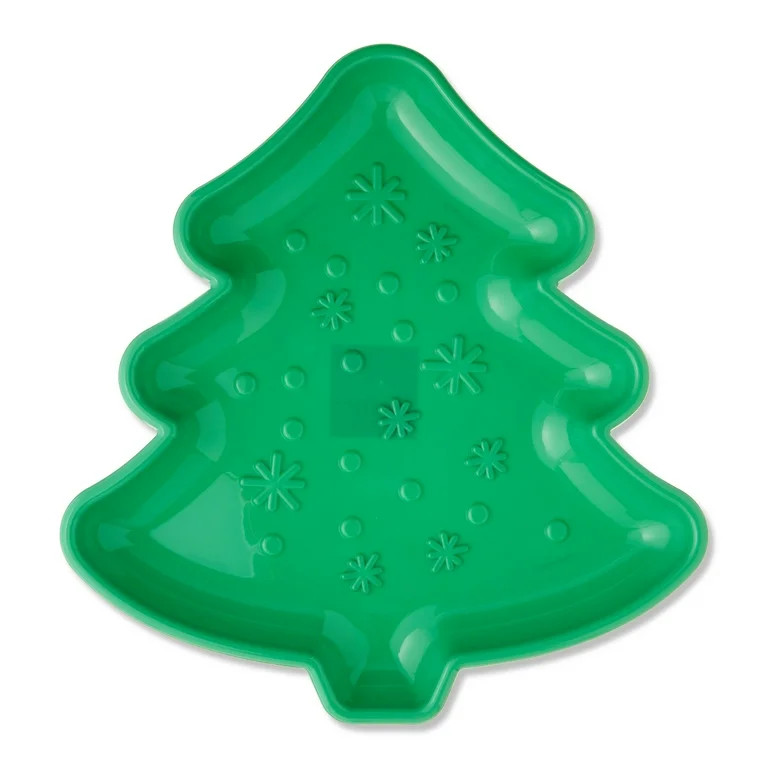 Plastic Christmas Tree-Shaped Cookie Tray, Green, 9.8" x 13.8", by Holiday Time | Walmart (US)