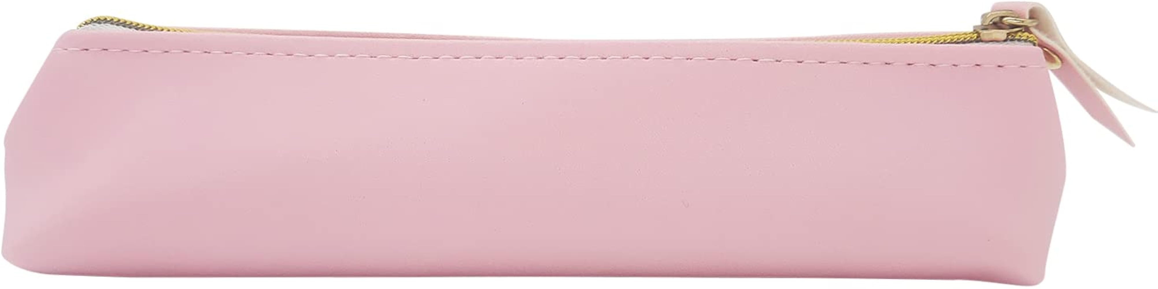 ALLY-MAGIC Leather Pencil Case Coloured Slim Pencil Case with Metallic Zipper Holder Organizer St... | Amazon (UK)