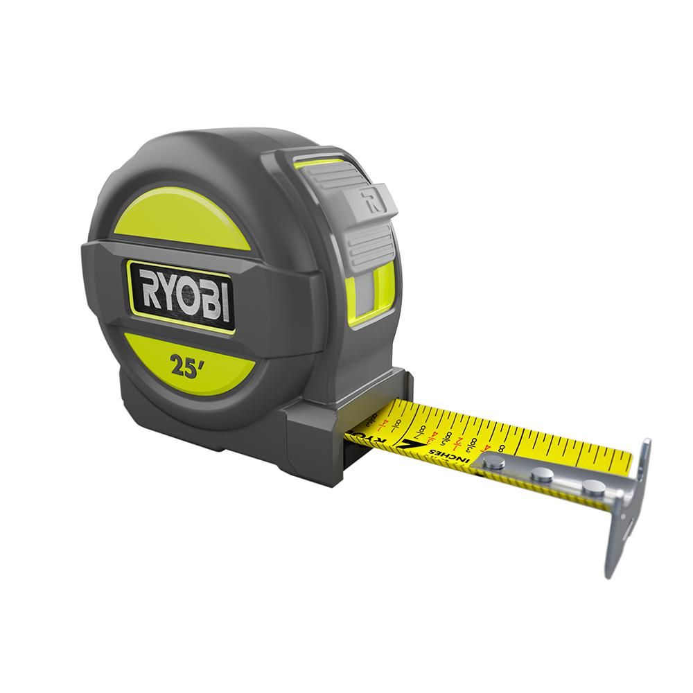 Ryobi 25 ft. Tape Measure with Overmold and Wireform Belt Clip-RTM25 - The Home Depot | The Home Depot