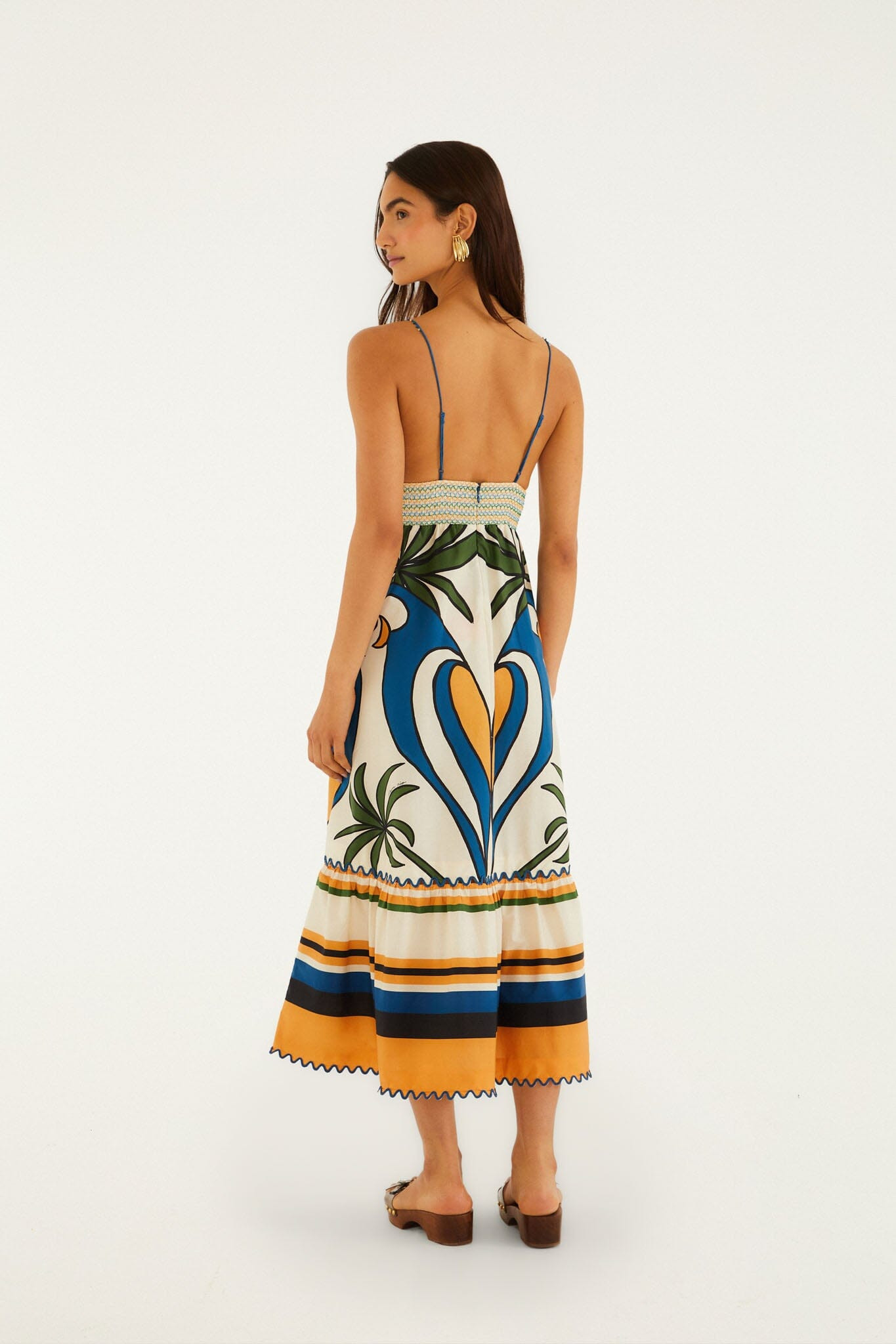Multicolor Tropical Graphic Wavy Detail Maxi Dress | FARM Rio | FarmRio (US)