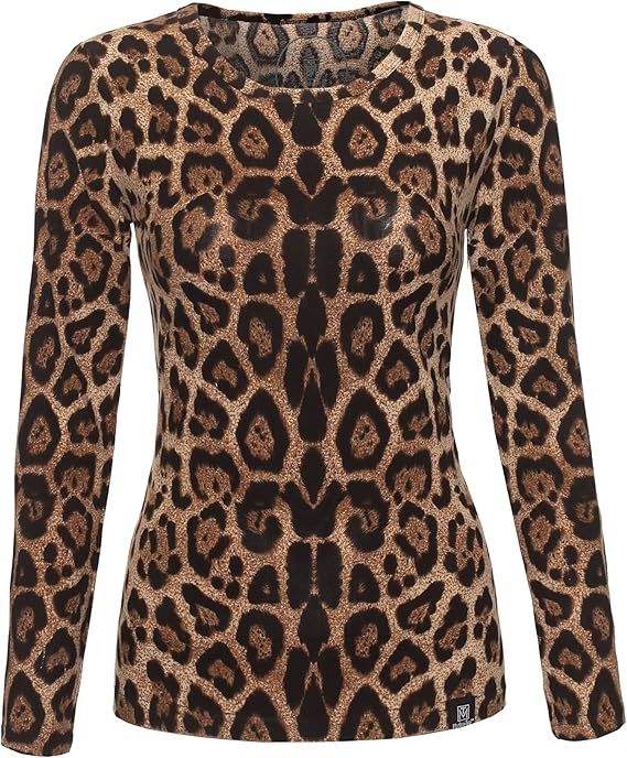 Modern-Tee Women's Round Crew Neck Leopard Printed Fashion T-Shirt Long Sleeve Tops | Amazon (US)