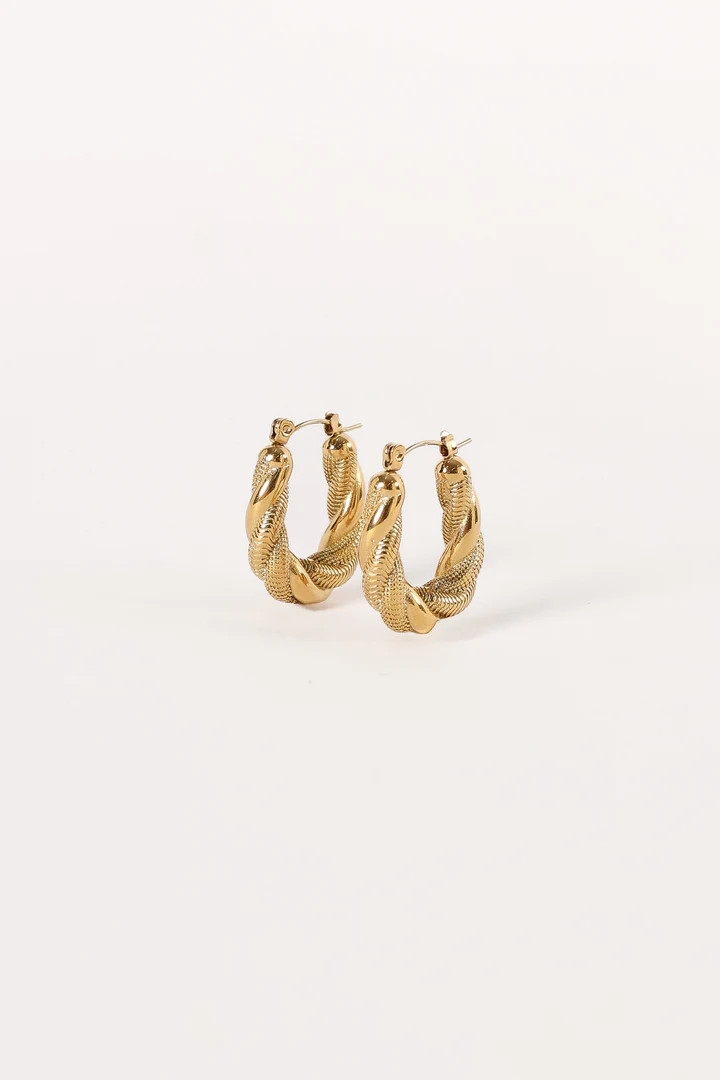 Beth Twist Hoop Earrings - Gold | Petal & Pup (US)