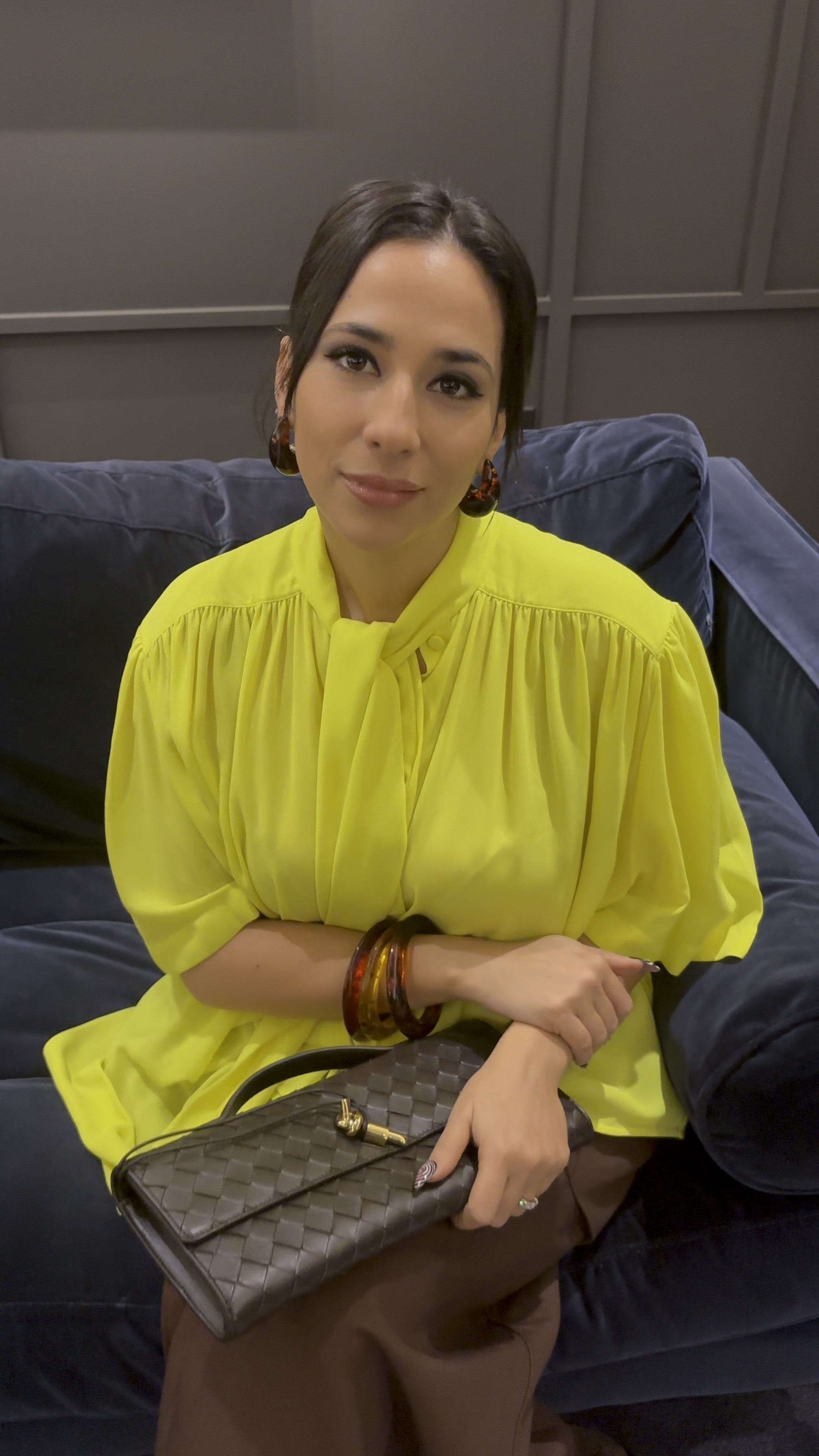 Loved styling this outfit by pairing a neon yellow blouse with an all-brown ensemble! 🌟 Adding a pop of neon to rich fall and winter tones is such a fun way to make your look stand out. 🍂✨ #LTKstyling 

 #LTKGiftGuide #LTKWatchNow #LTKStyleTip