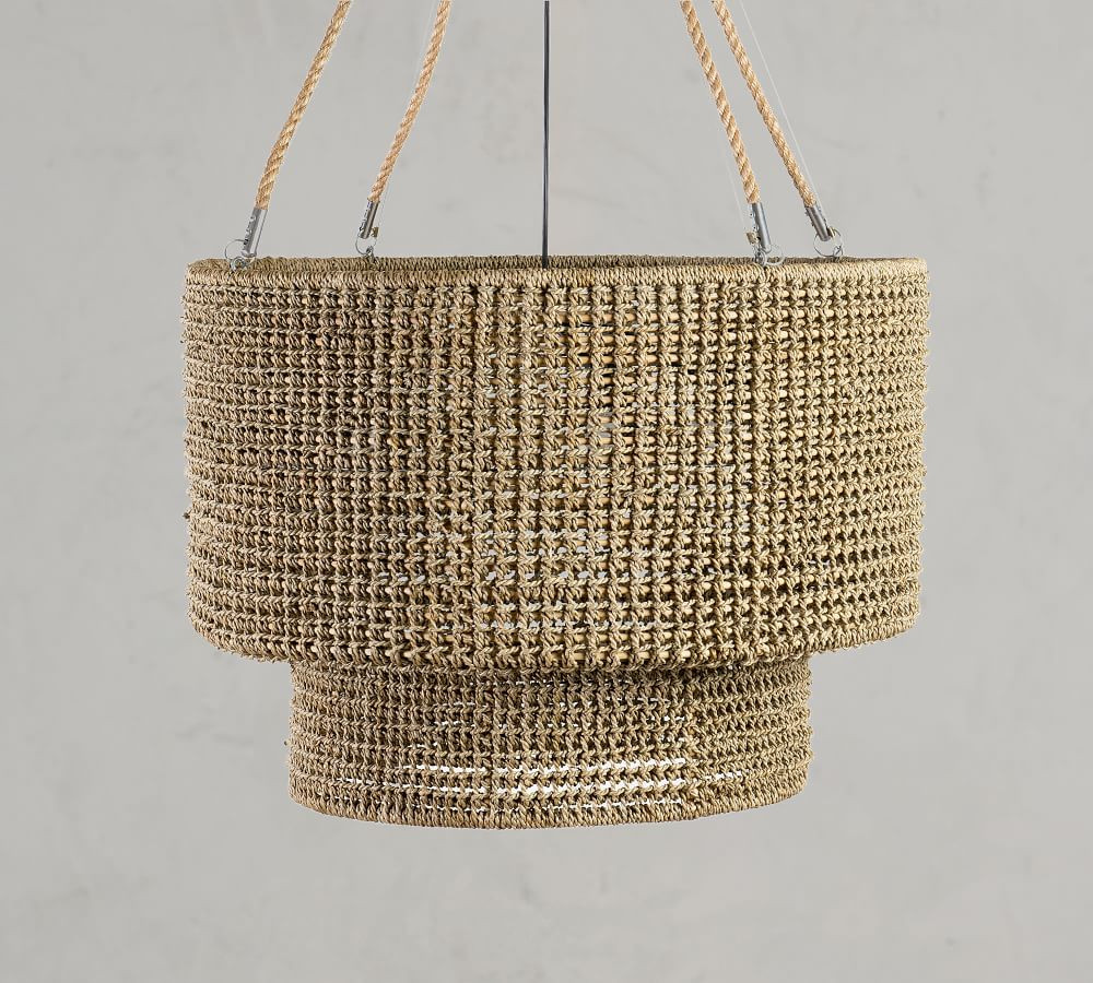 Rattan Double Drum Pendant | Pottery Barn (US)