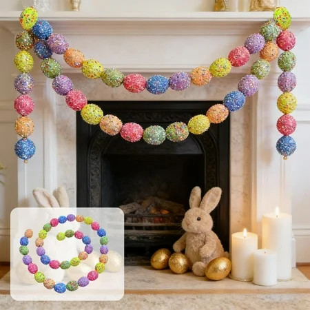 Kbndieu 6 FT Easter Egg Garland, Easter Decorations, Egg Garland Spring Decor for Fireplace, Mantle, Wall, Door, Table Indoor & Outdoor Home Easter Decorations | Walmart (US)