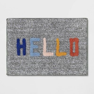 17"x24" Hello Bath Rug Gray - Room Essentials™ | Target