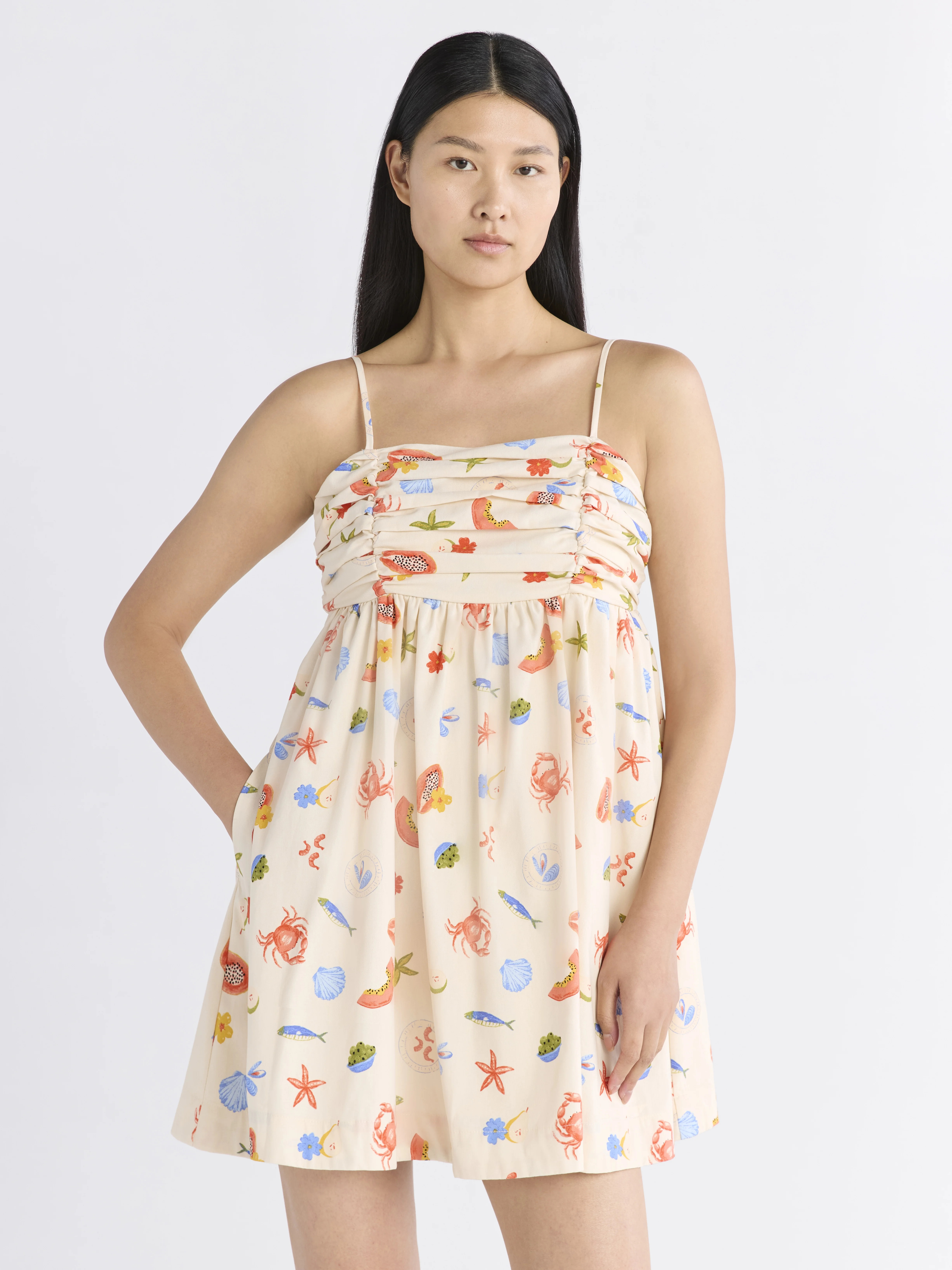 Free Assembly Women's Pleated Cotton Mini Dress, Sizes XS-XXXL | Walmart (US)