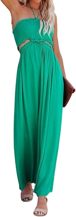 Miessial Women's Sexy Romper Off Shoulder Jumpsuit Casual Strapless Wide Leg Pants Jumpsuit | Amazon (US)