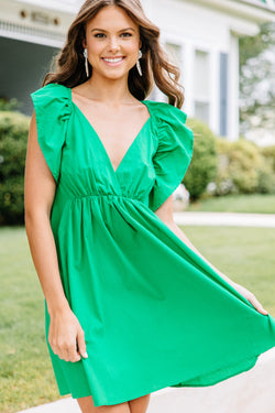 Best Days Ahead Kelly Green Ruffled Dress | The Mint Julep Boutique