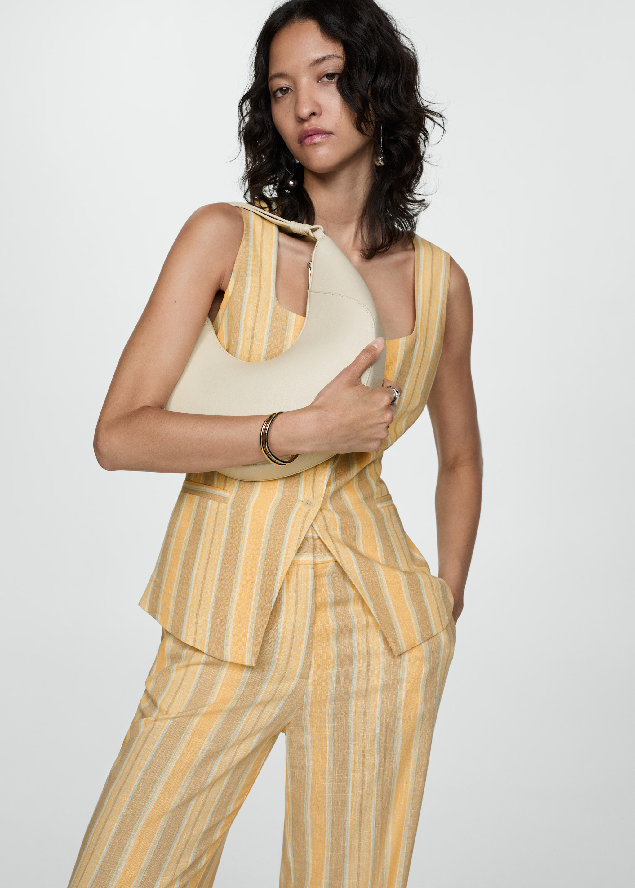 Striped vest with buttons - Woman | MANGO USA | MANGO (US)