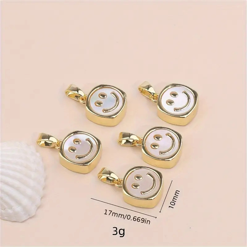 1pc 18k Gold Plated Round Smiling Face Pendant Set With Zircon, Natural White Mother-of-pearl She... | Temu Affiliate Program