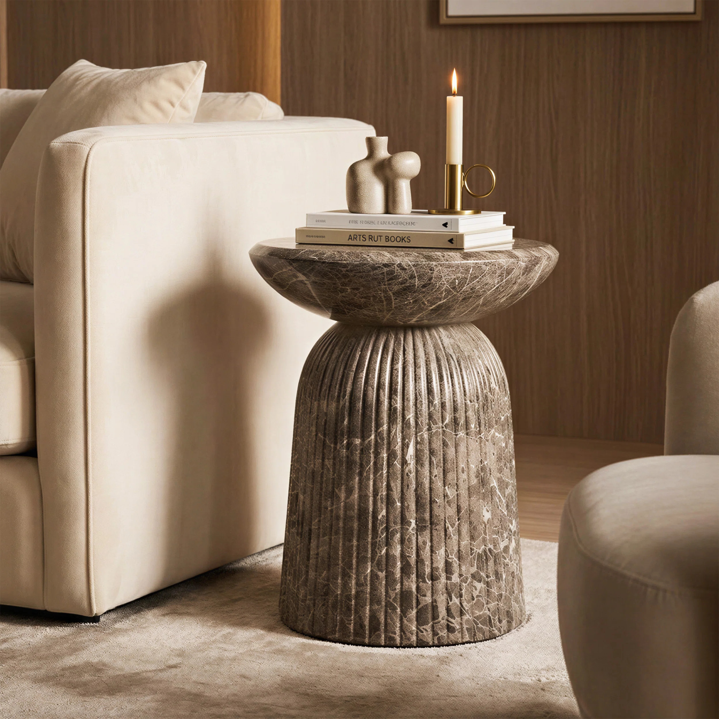Tithi Stylish Decorative End Table with Emperador Marble Effect Stone for Elegant Home InteriorBy... | Wayfair North America