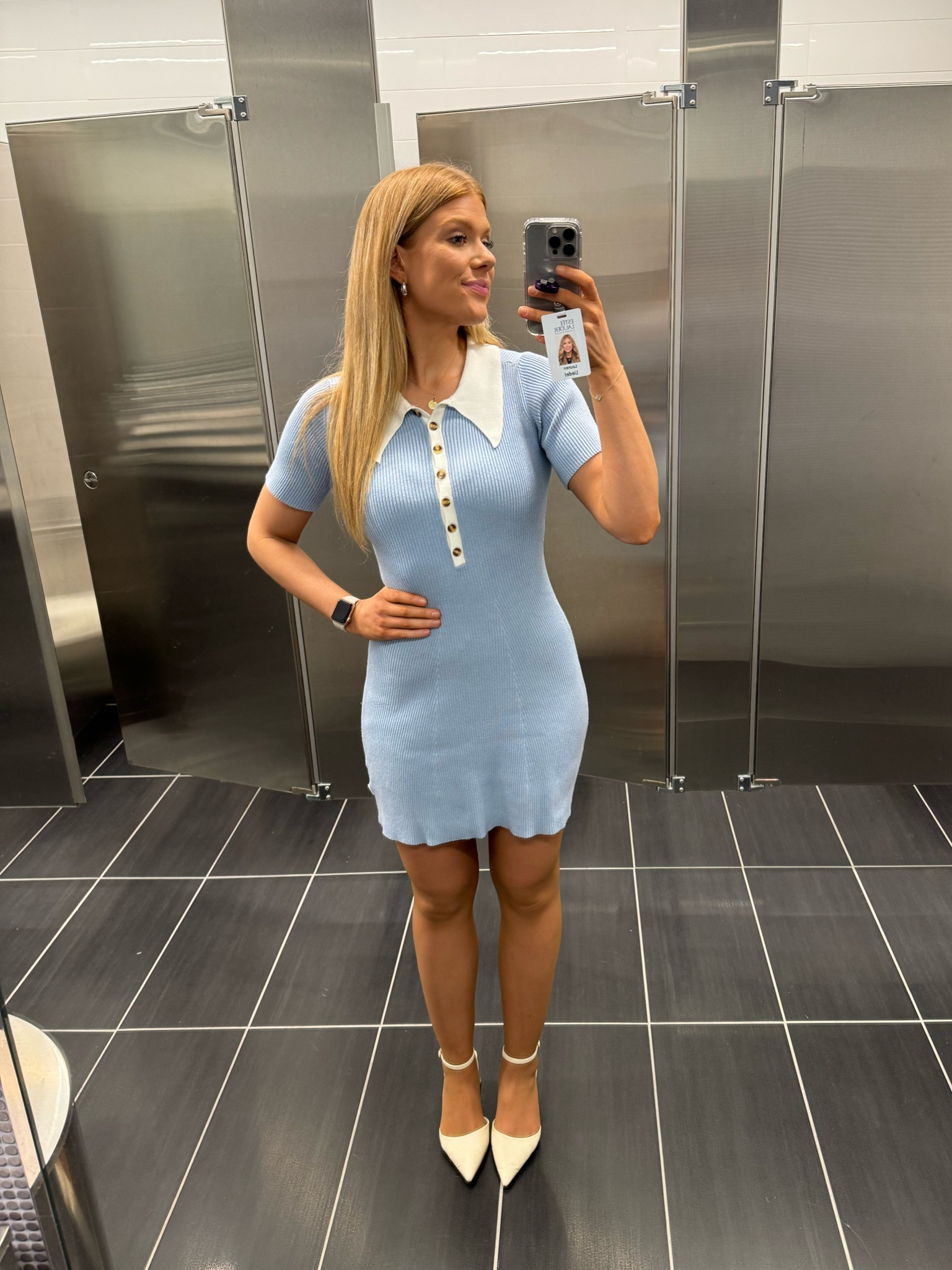 Baby blue collared dress 

#LTKworkwear #LTKstyletip #LTKbeauty