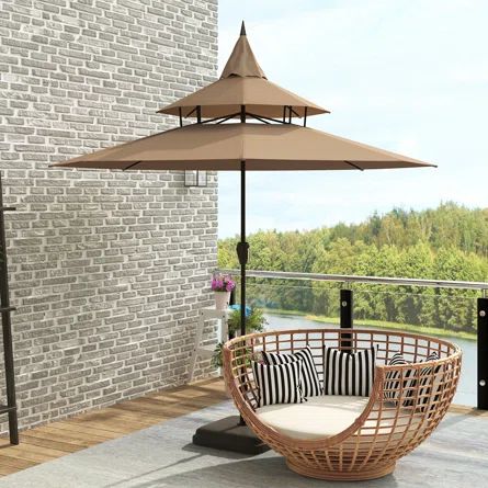 Arlmont & Co. 9 Ft Outdoor Pagoda Umbrella with Crank | Wayfair | Wayfair North America