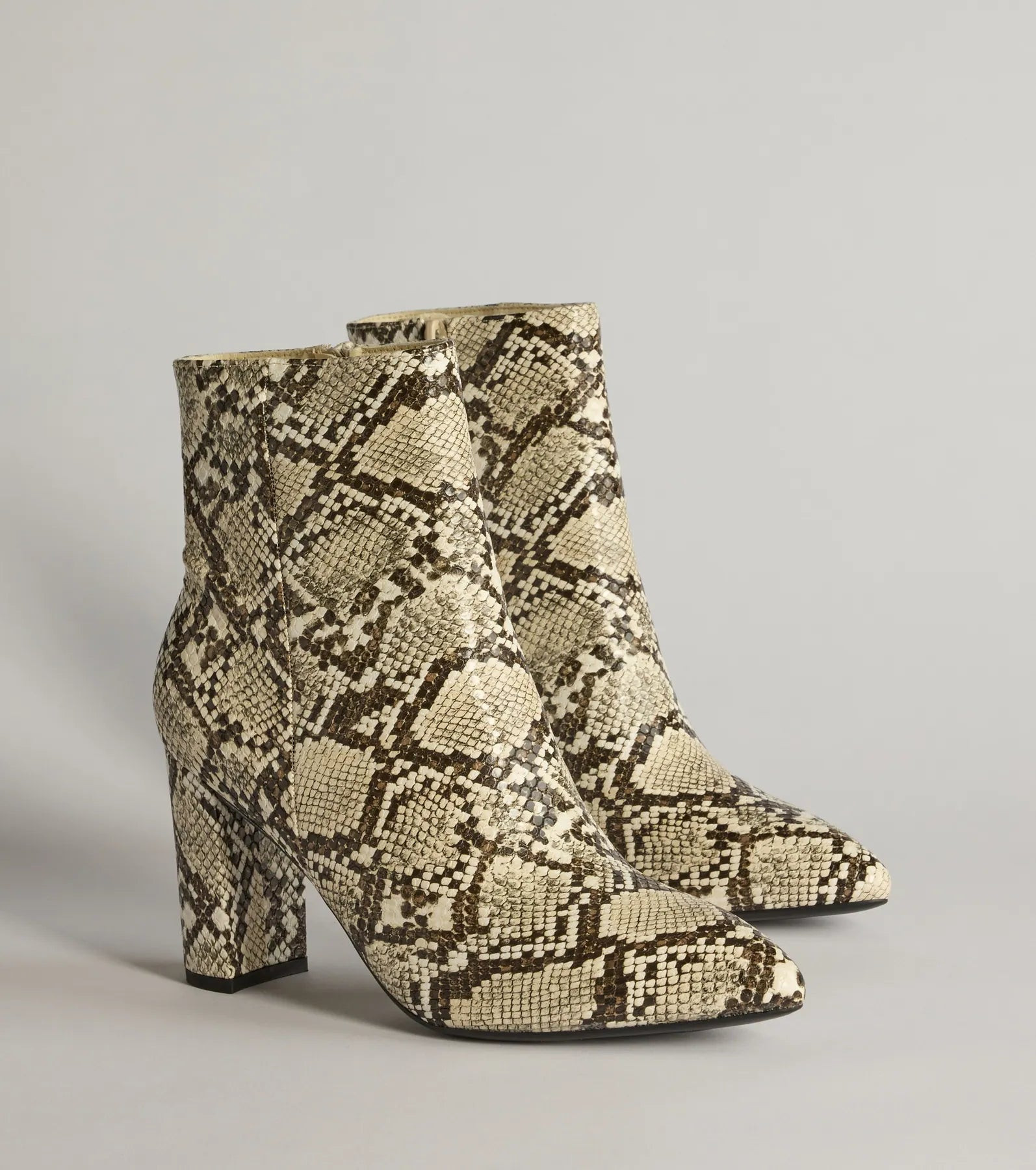 So Fierce Faux Leather Snake Print Ankle Booties | Windsor Stores
