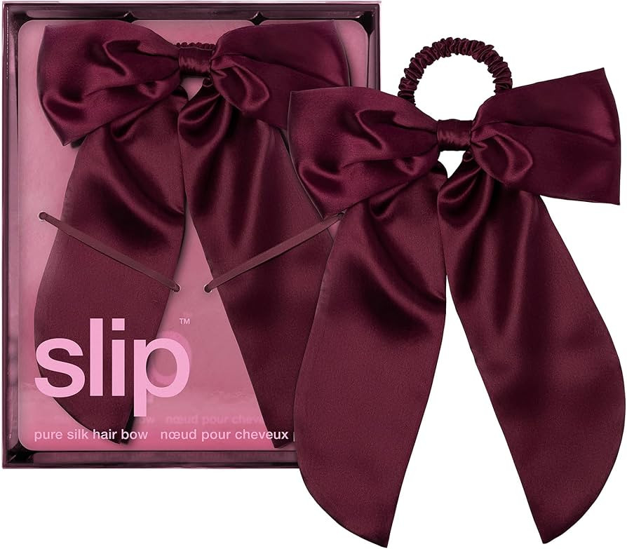 Slip Pure Silk Hair Bow – Crimson – Oversized Mulberry Silk Bow with Built-In Hair Tie – Re... | Amazon (US)