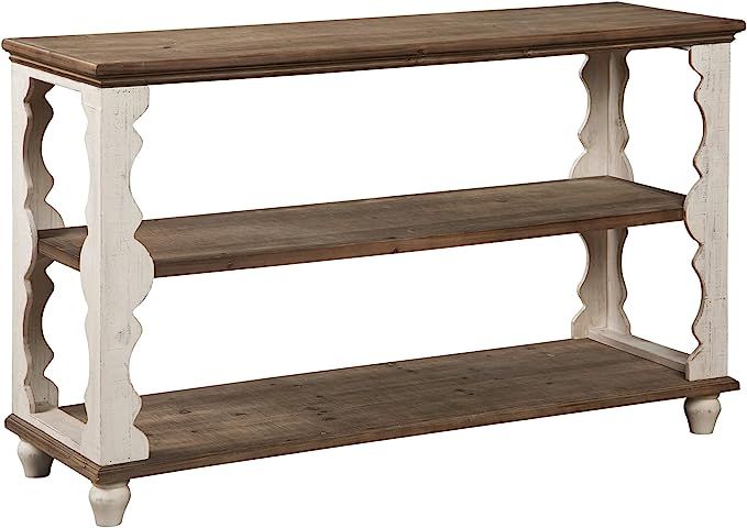 Signature Design by Ashley Alwyndale Wood 3 Shelf Console Sofa Table,, Brown & White | Amazon (US)